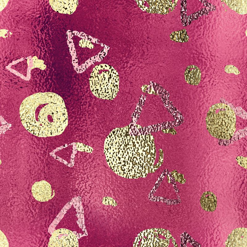 Custom Illustration Artistry Mural with Foil Geometric Shapes Pattern in Pastel Color