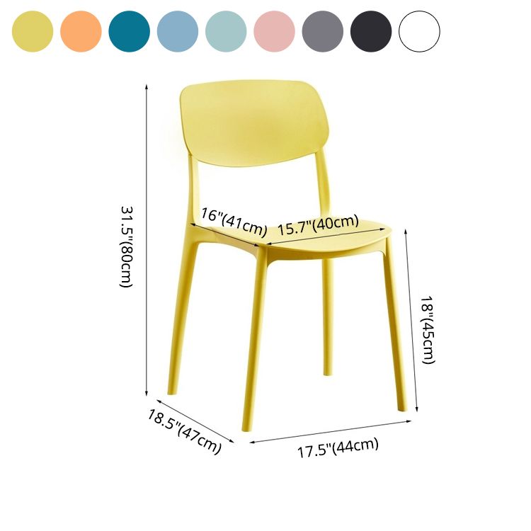 Silla de comedor de estilo moderno, cocina de plástico, silla individual sin brazos