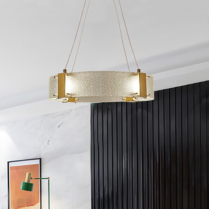 Kreisförmiger Anhänger Kronleuchter modernistisch gefrostetes Glas 6 Köpfe Gold Deckenhängung Lampe