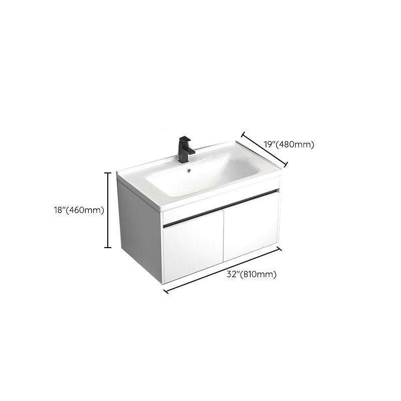 Modern Bathroom Vanity Set Wood Standalone Cabinet and Mirror Space Saver Vanity