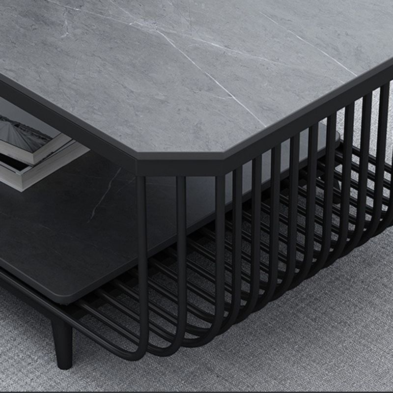 Glam Slate Coffee Table Rectangle Coffee or End Table with Shelf