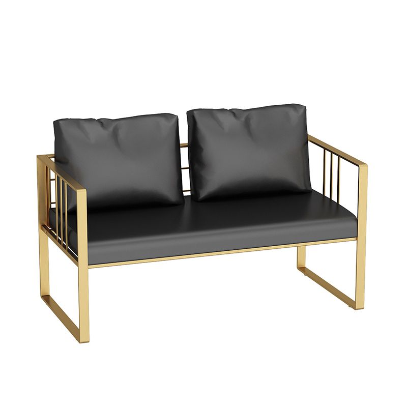 25.59" H Faux Leather Square Arm Sofa Contemporary Standard Sofa