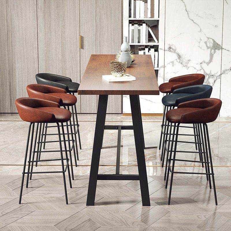 Modern Bar-height Table with Black Legs and Metal Base Bar Table