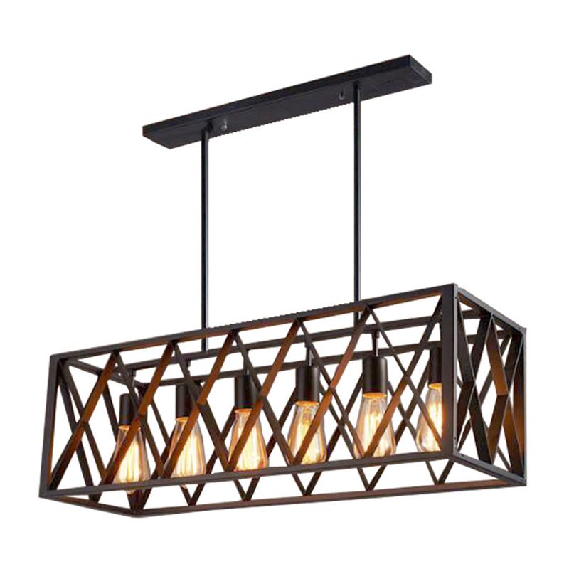 Vintage Industrial Island Lamp Black Iron Iron Cage Isola Pendanti per caffetteria