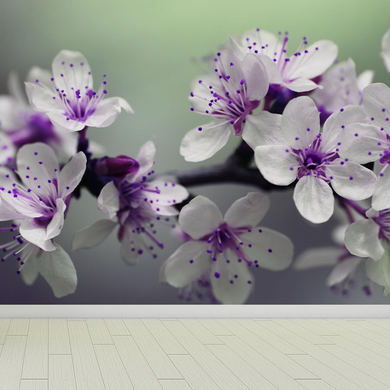 Contemporary Flower Blooming Wall Mural Moisture Decorative Eco-friendly for Home Decor