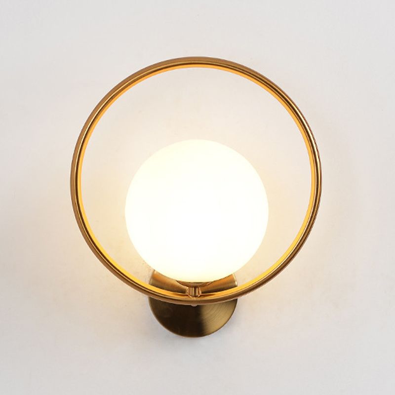 Glass Ball Shape Wall Light Modern Style 1 Light Wall Light Sconce in Gold