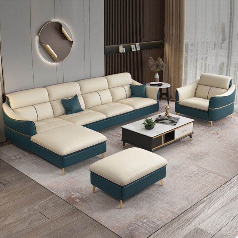 Glam Style Sofa Bed with Padded Leather and White Upholstery Sofa