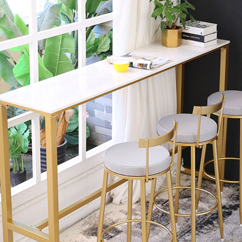 Indoor Glam Counter Height Set 1/2/4/7 Pieces Rectangle White Stone Pub Table Set