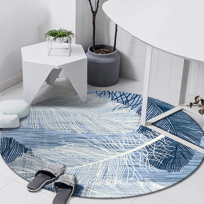 Tapis d'intérieur rond Simple de couleur unie, en Polyester, imprimé de plantes, avec support antidérapant, pour la décoration de la maison