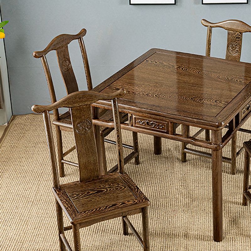 Modern Simple Dining Table Square Dinner Table with Solid Wood Legs