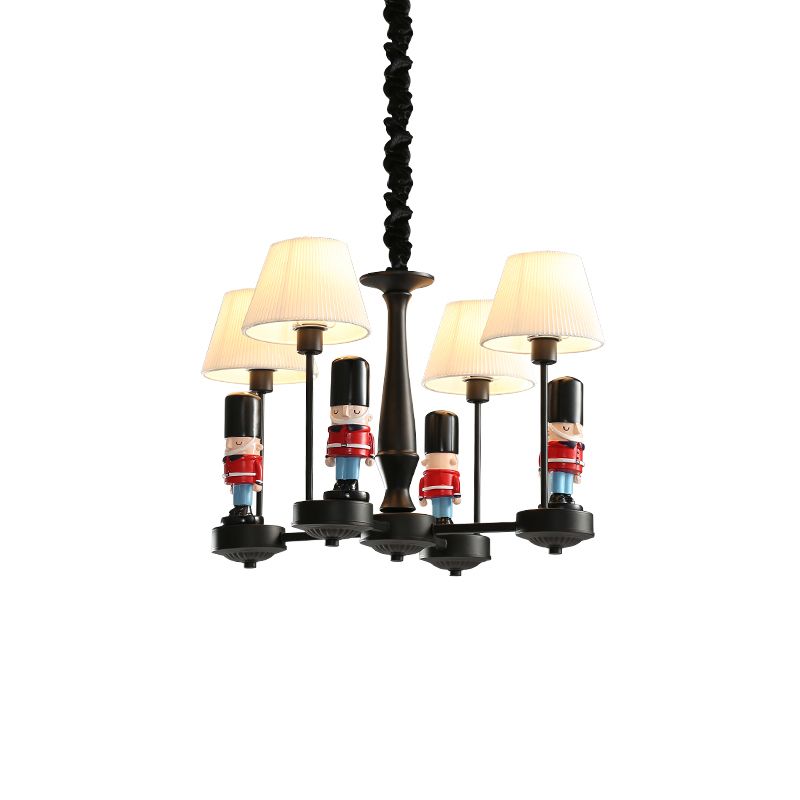 Lampe suspendue conique enfants de lustre de chambre à coucher en tissu rassemblé avec un soldat britannique déco en noir