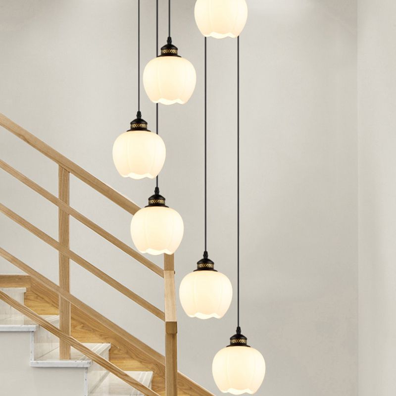 Luminaires suspendus noirs à tête multiples lampe à suspension en métal moderne pour le salon