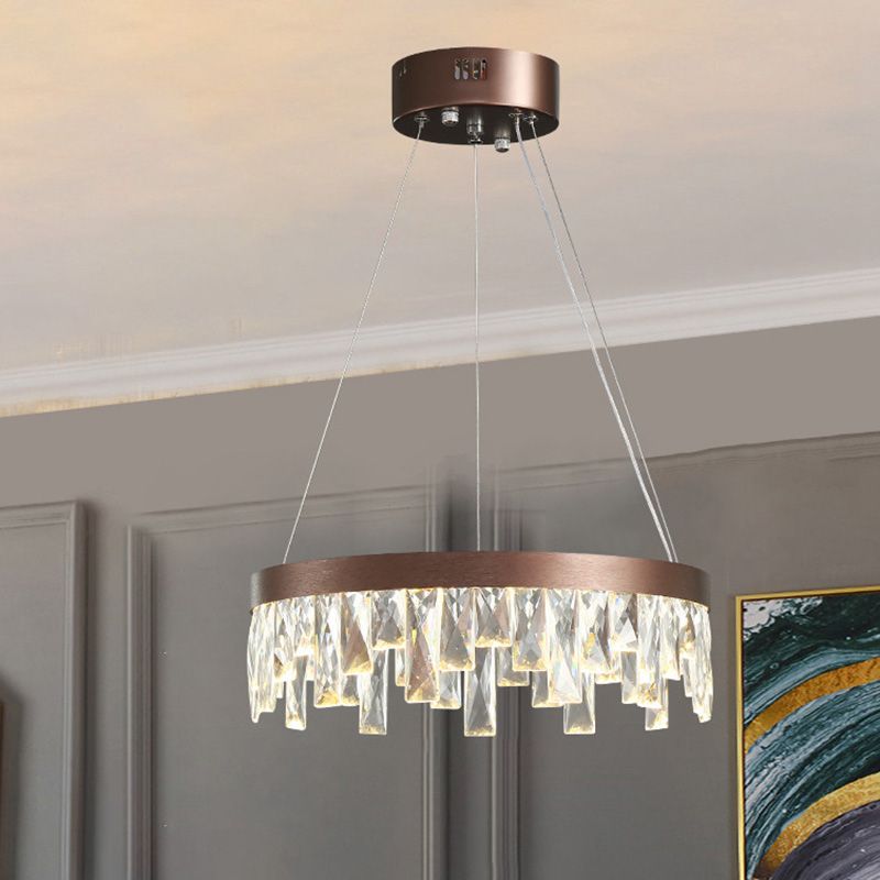 Ring Wohnzimmer hängen Kronleuchter Lichtkristall Block LED zeitgemäße Aufhängung Licht in Braun, 16 "/23,5" /31,5 "breit