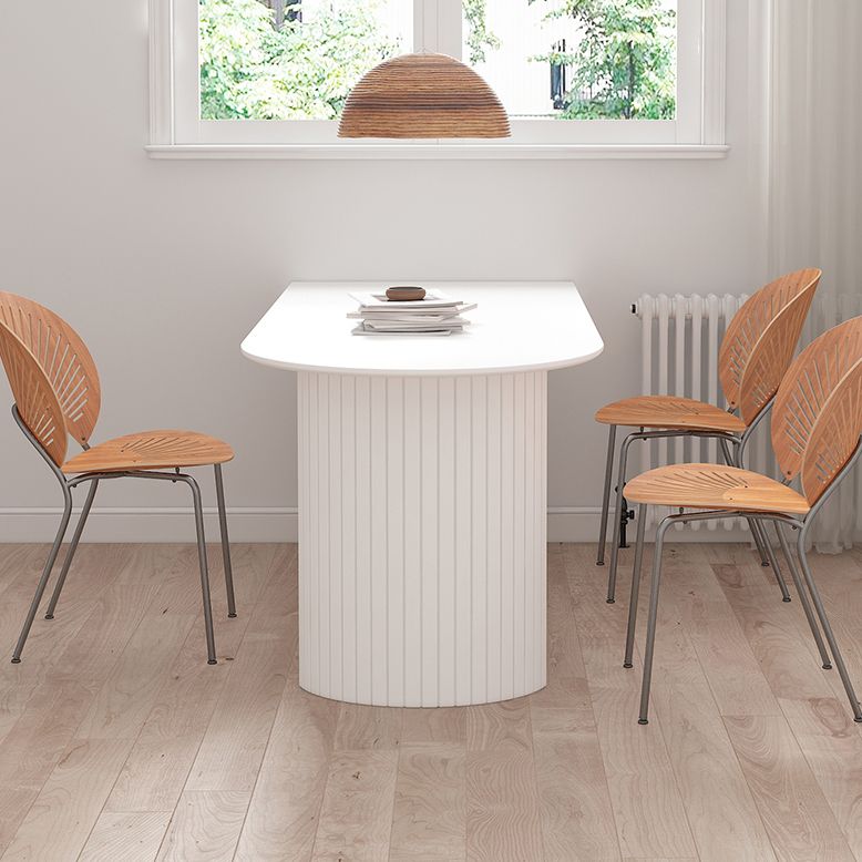 Modern Standard Sintered Stone Dining Table White Dining Table with Double Pedestal Base