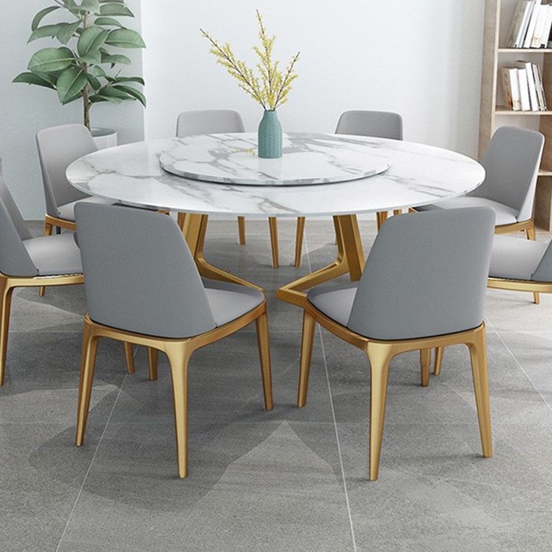 Metal and Stone Table Glam Style Round Dining Table for Home Living Room