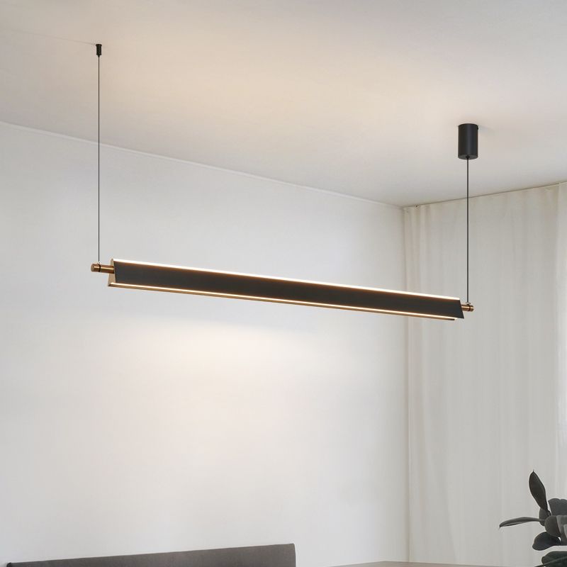 Contemporary Linear Island Lighting Fixture Simple LED Hanging Light for Dining Room
