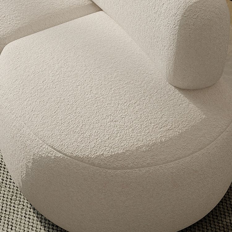 Contemporary Style Wool Sofa in White Curved Upholstered Sofa