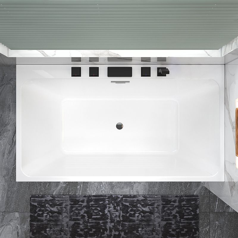 Back to Wall Soaking Bathtub Modern Rectangular Antique Finish Bathtub