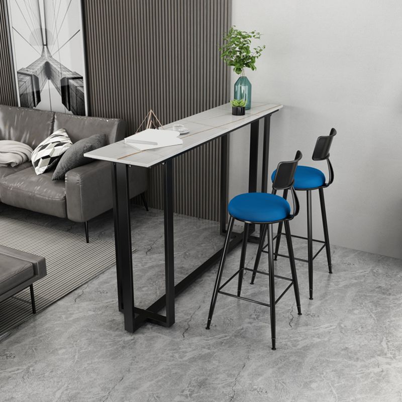 Sintered Stone Bar Table Black and Metal Base Bar Table for Kitchen Living Room