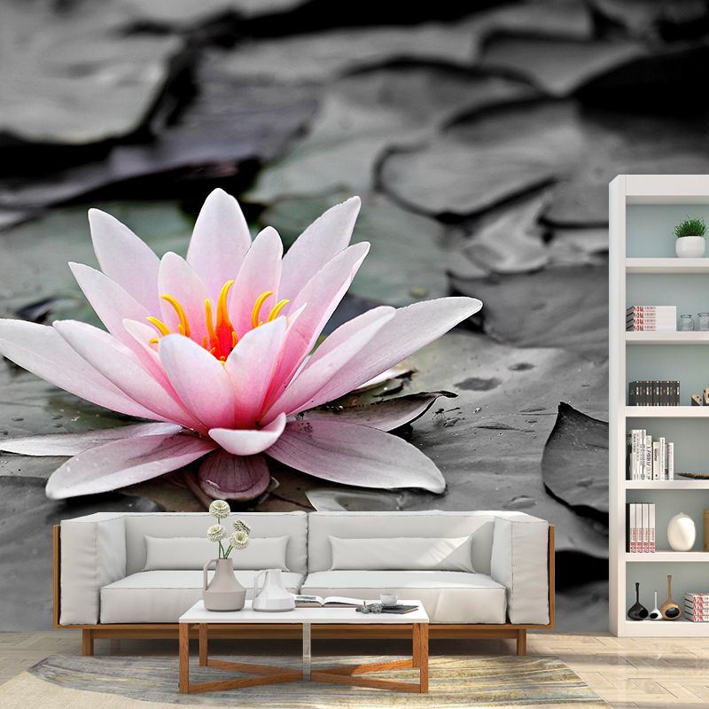 Papier peint Mural imprimé Lotus fleur moderne, revêtement Mural de couleur Pastel pour la décoration