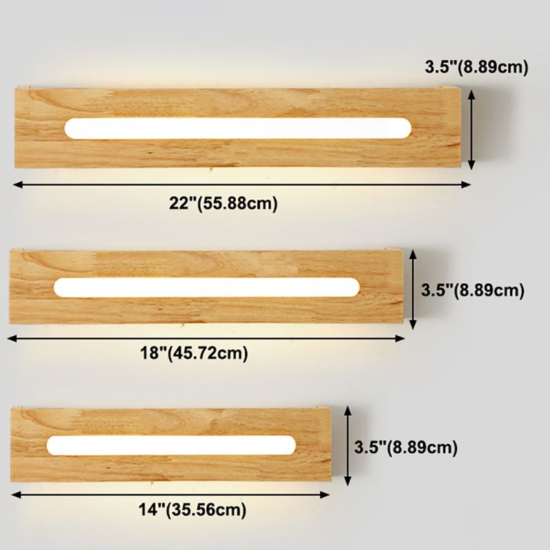Miroir en bois simple moderne Miroir Light Rectangle LED Vanité LED pour chambre à coucher