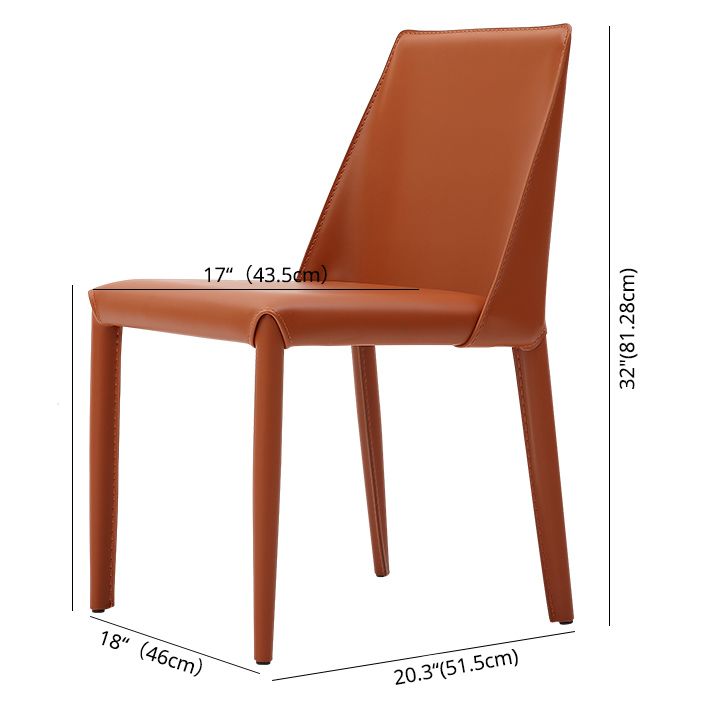 Leather Contemporary Style Chair Home Side Dining Room Chair with Metal Legs