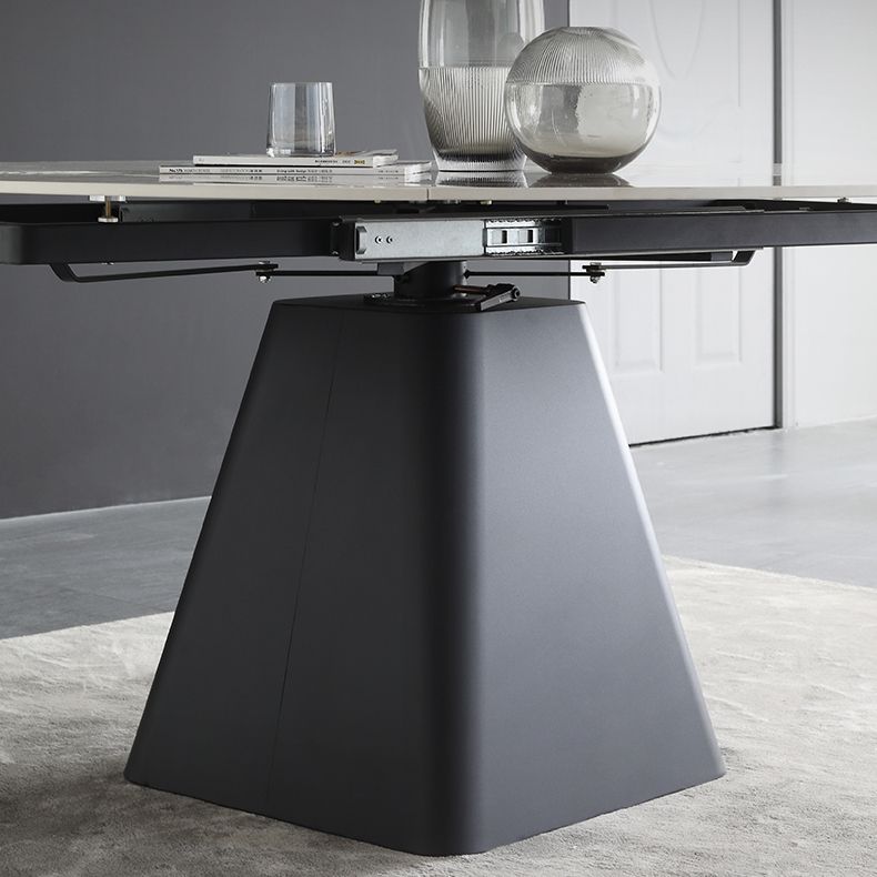 Mesa de comedor de piedra sinterizada redonda plegable de 5/7 con base de comedor nórdico de base de metal para restaurante