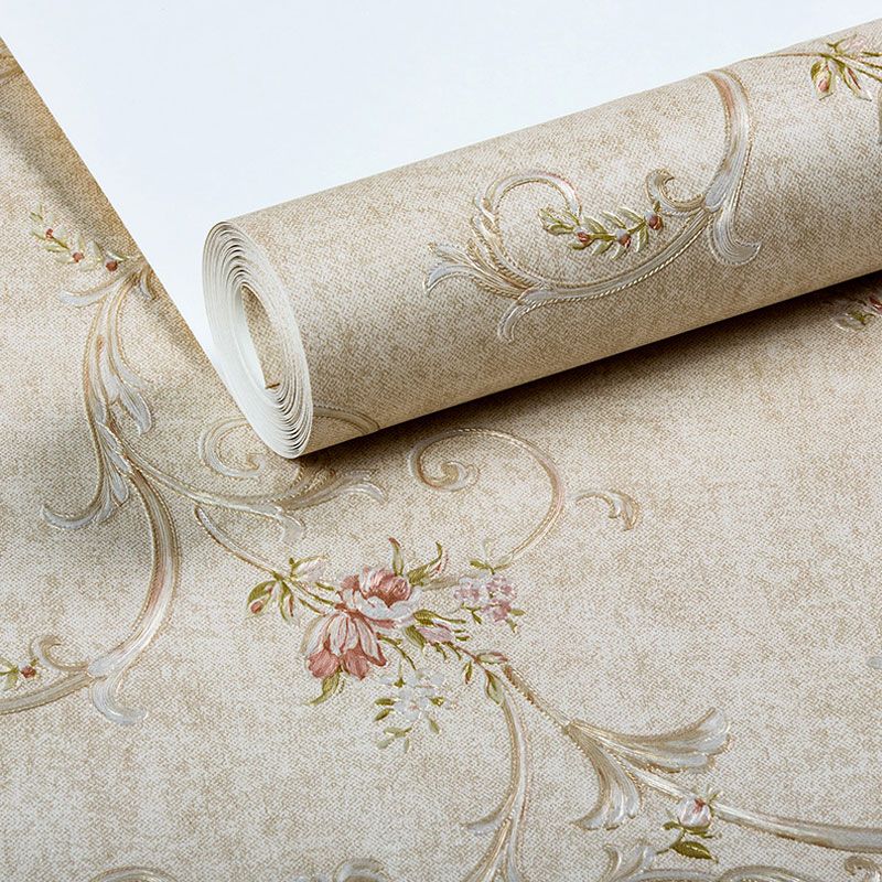 Rouleau de papier peint à fleurs entrelacées, revêtement mural pour décoration de chambre à coucher, feuilles de couleur naturelle, résistant à l'humidité