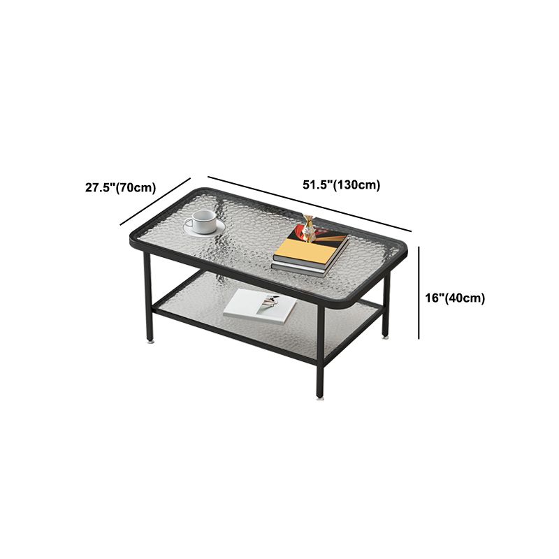 Glass-Topped Cocktail Table Rectangular Coffee Table for Living Room