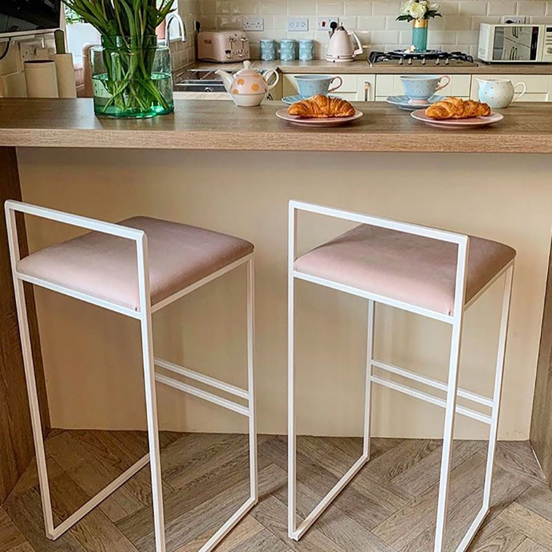 Contemporary Iron Counter Height Stools Low Back Bar Stool with Footrest