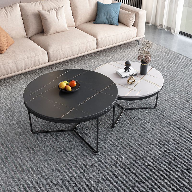 Round Slate Coffee Table Minimalist Coffee Table for Living Room