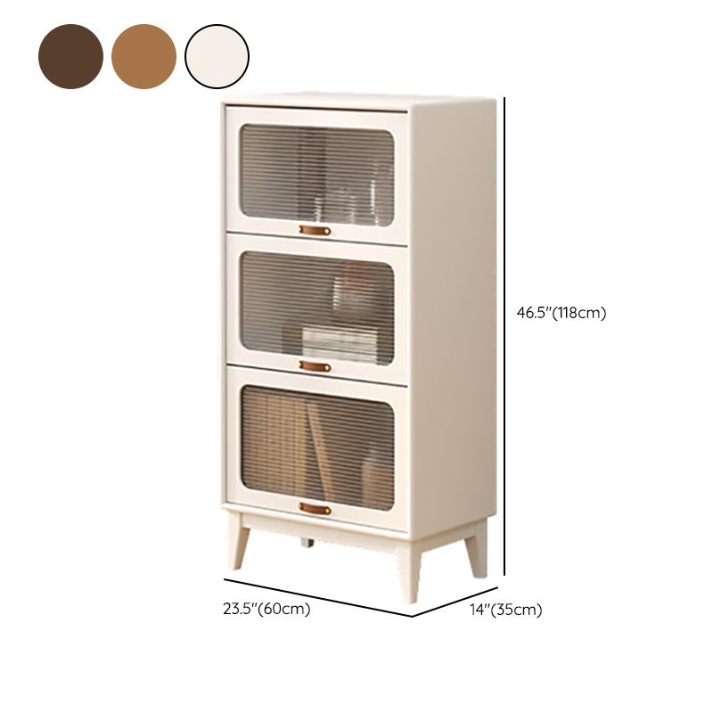 Mid-Century Modern Glass Paned Cabinet,  Solid Wood Accent Cabinet