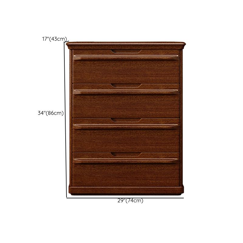 Contemporary Home Wooden Storage Chest Vertical Chest in Brown with Drawers