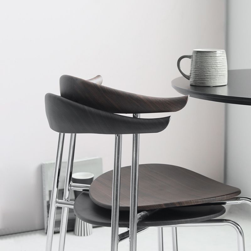 Modern Style Upholstered Armless Chair Leather Dining Chair with Metal Base