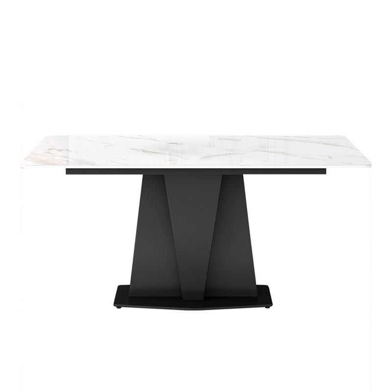 Industrial Sintered Stone Tisch Rechteck Esstisch mit Sockelbasis für das Restaurant