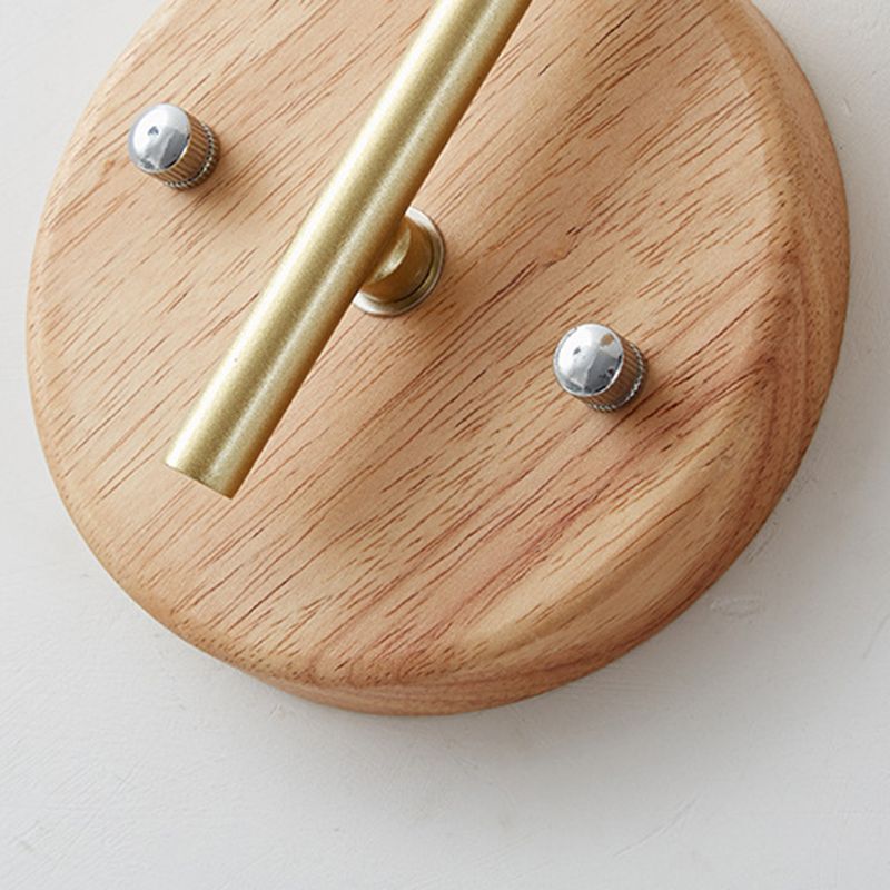 Wood Modern Wall Sconce Geometric Shape Wall Light with Glass Shade for Bedroom