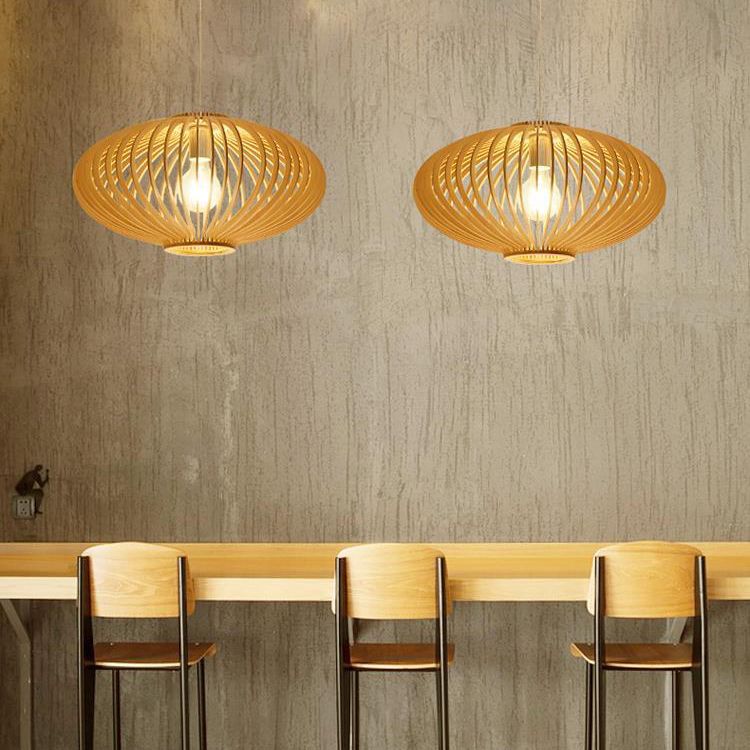 Moderne minimalistische Single Hanging Lampe Holz geometrische Anhängerlicht in der Holzfarbe