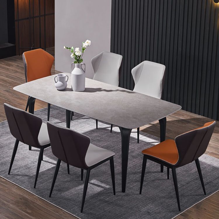 Modern 1/2/4/7 Pieces Dinette Set with Grey Sintered Stone Top Rectangle Dining Table Set