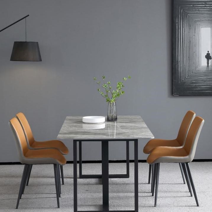 Sintered Stone Dining Table Modern Double Pedestal Table for Home Use