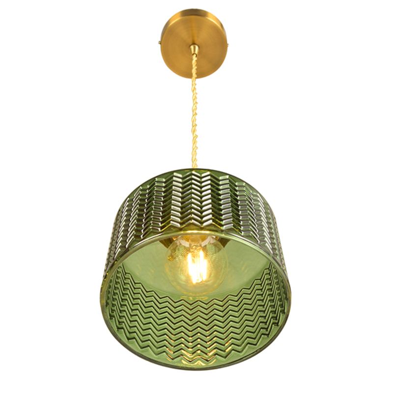 Lámpara colgante de vidrio ondulado 1 Luz de luz de luz de luz vintage vintage lámpara de luz