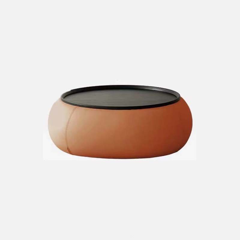 Round Modern Coffee Table White/Orange/Green Cocktail Table for Living Room