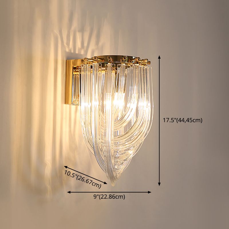 Lámpara de pared de oro de acero al carbono en moderna luz de pared de cristal de estilo de lujo para espacios interiores