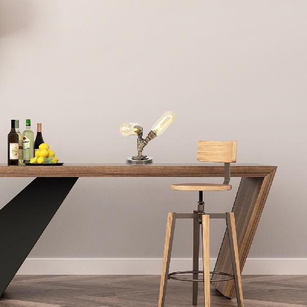 Industrial Oval Shade Desk Light 2-Bulb Clear/Bamernglas Tischlampe in gealterter Bronze für Wohnzimmer