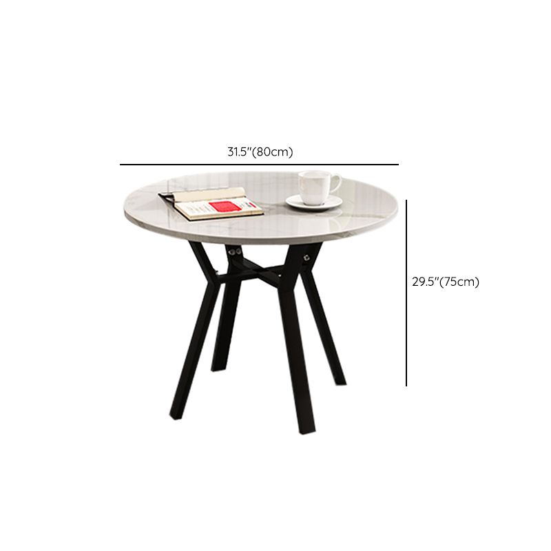 Fixed Modern Dinette Set 1/2/5 Pcs Round Stone Dining Table with Chairs
