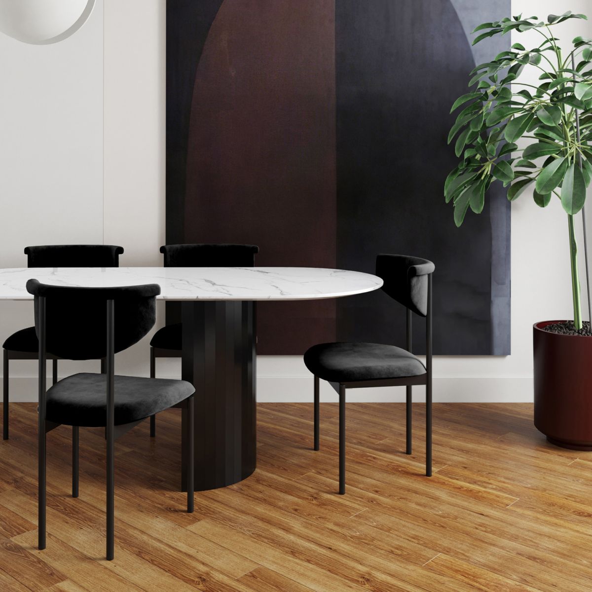 Nordic Armless Backrest Cushion Chair with Metal Legs for Dining Room