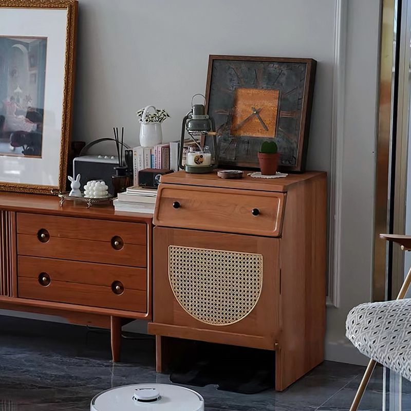 Contemporary Solid Wood Display Cabinet in Nature for Dining Room