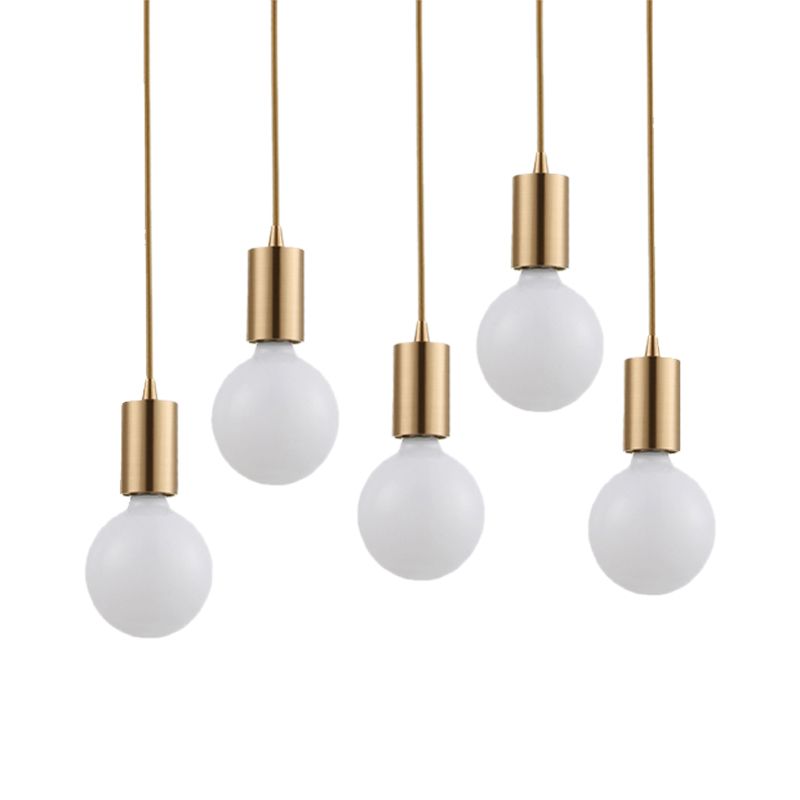 1 illuminazione lampada a sospensione della lampadina nuda retrò in metallo in ottone in metallo interno