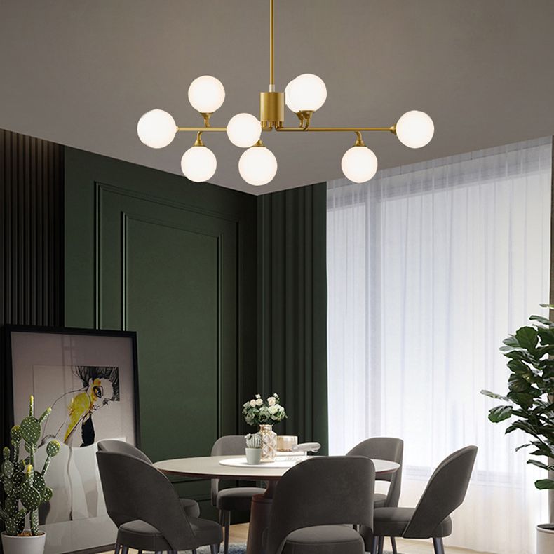 Lámpara de araña de la isla de oro de la isla de oro iluminación colgante de vidrio de estilo moderno para sala de estar