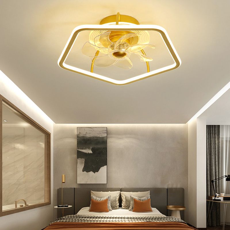 7-Blade Modernism Ceiling Fan Black/Golden Fan with Light for Bedroom