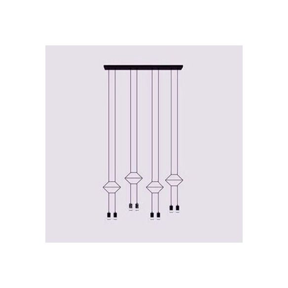 Geometric Hanging Ceiling Light Post Modern Metal 2/4/6 Lights Black Suspension Pendant